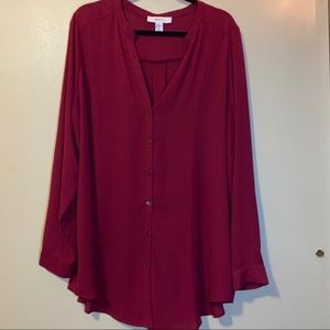 🌿 2 for $15:Forever 21 Plus Button Longsleeve Top